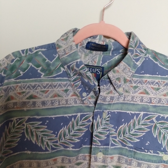 Ralph Lauren Chaps Cotton Short Sleeve Hawaiian Button Up Shirt Size Large - Picture 7 of 13